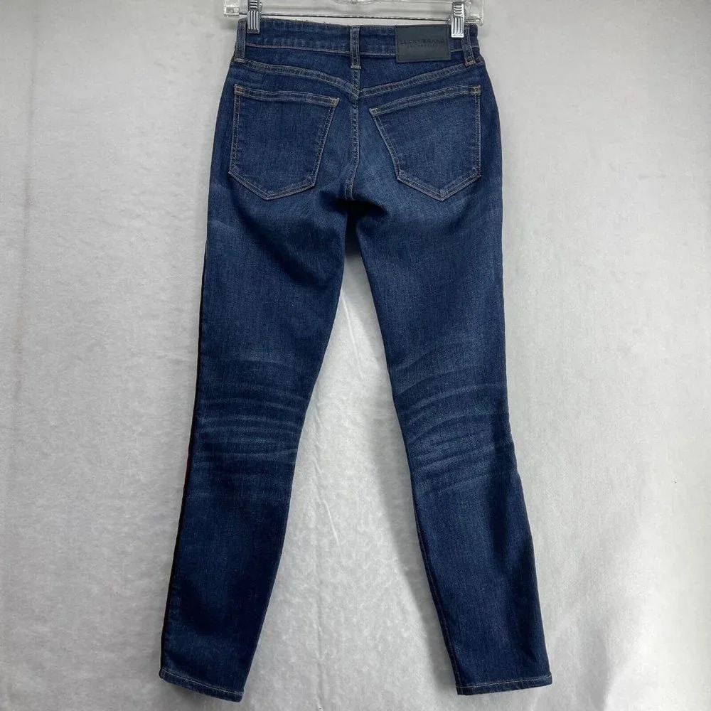 Lucky Brand Jeans Women's Size 00/24 Low Rise Skinny Leg Dark Washed Denim Blue - Picture 2 of 12